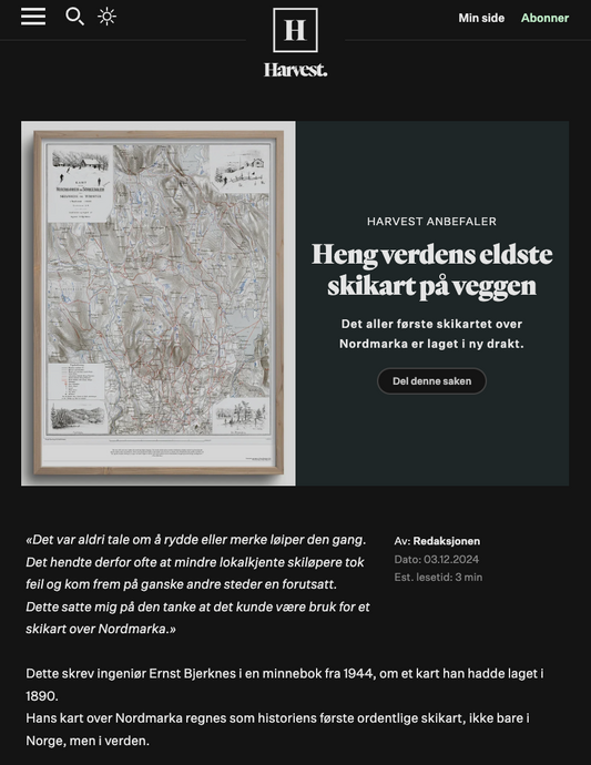 Heng verdens eldste skikart på veggen (Omtale fra Harvest)