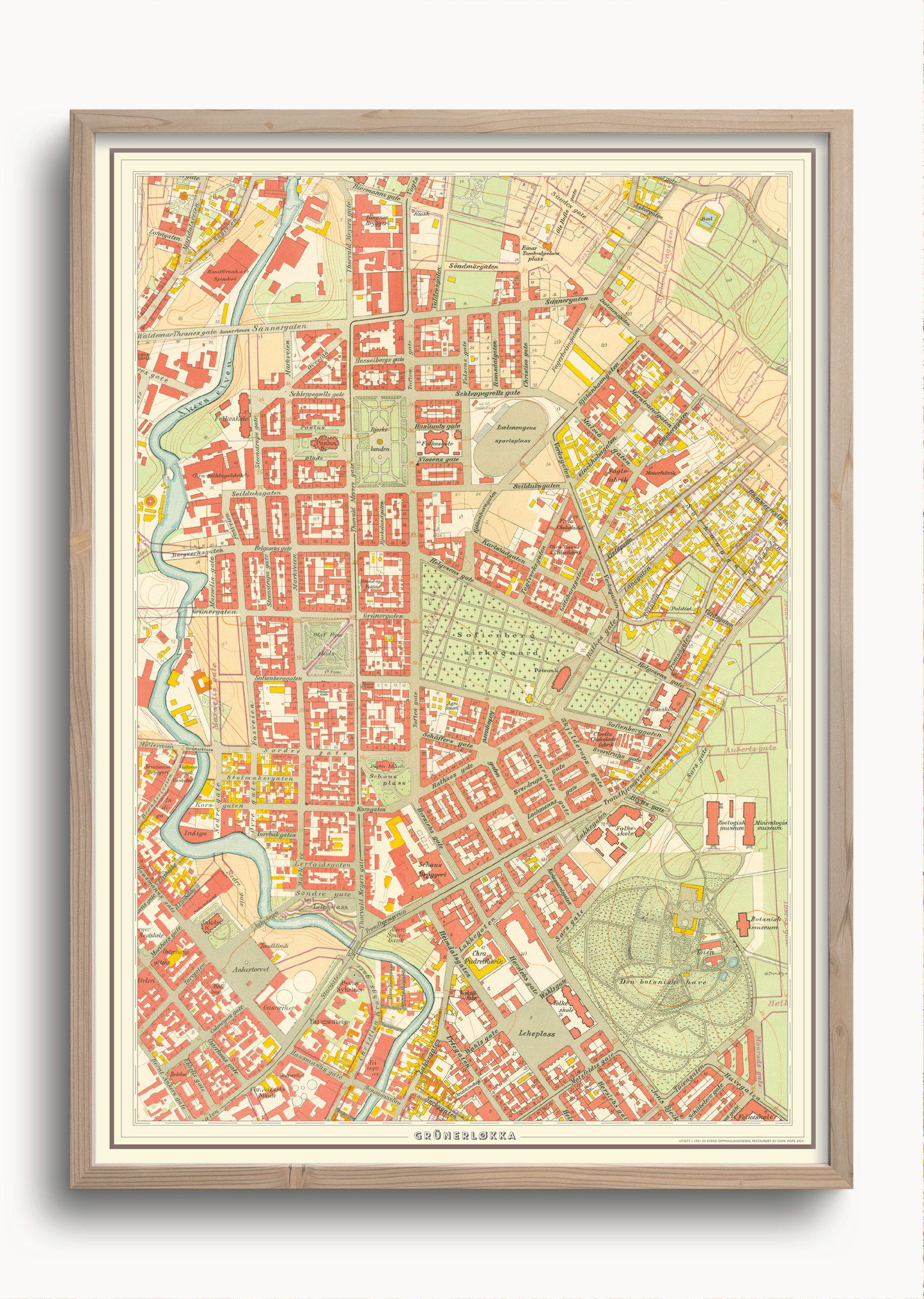 Eget utsnitt fra kartet Kristiania 1921 (70x100cm)