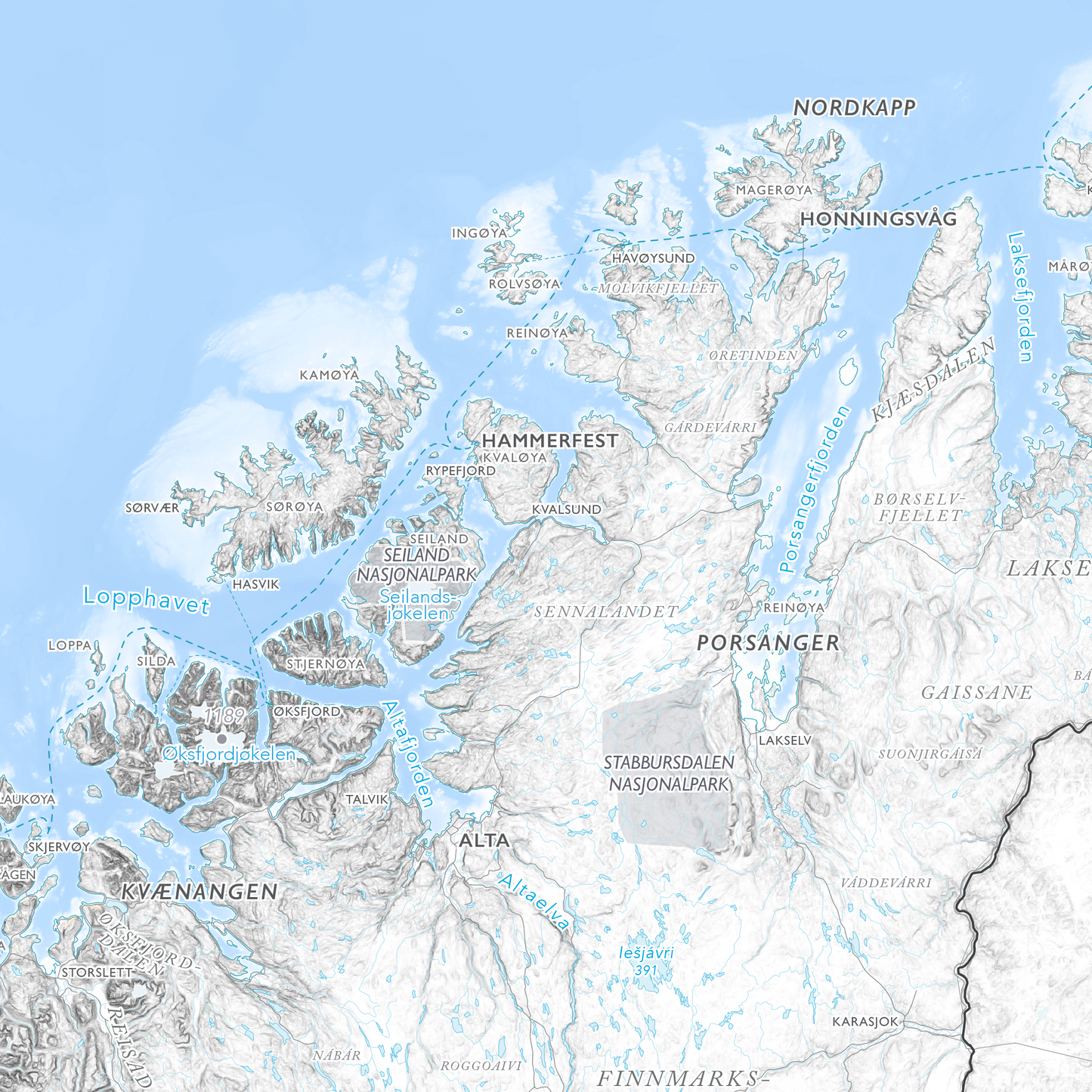 Norgeskart stort med nasjonalparker (1,5x1,0m)