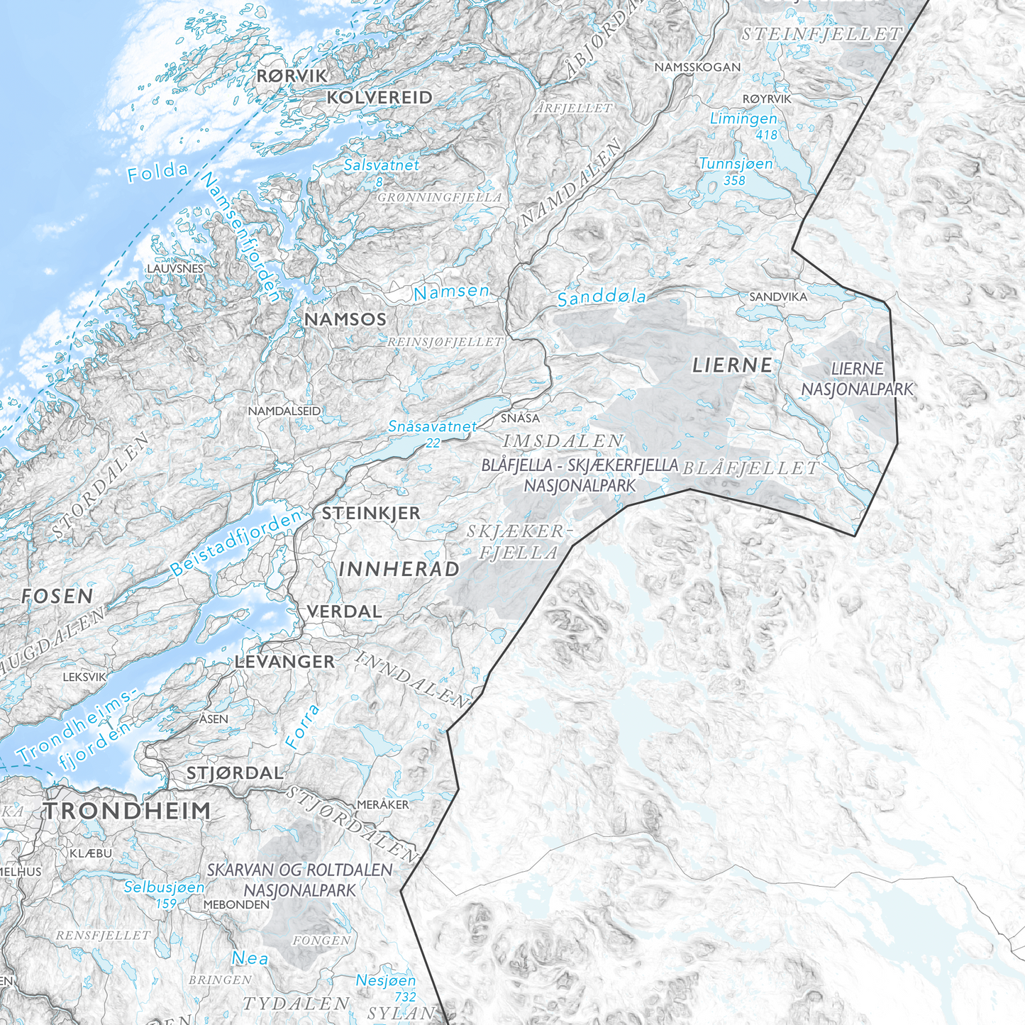 Norgeskart stort med nasjonalparker (1,5x1,0m)