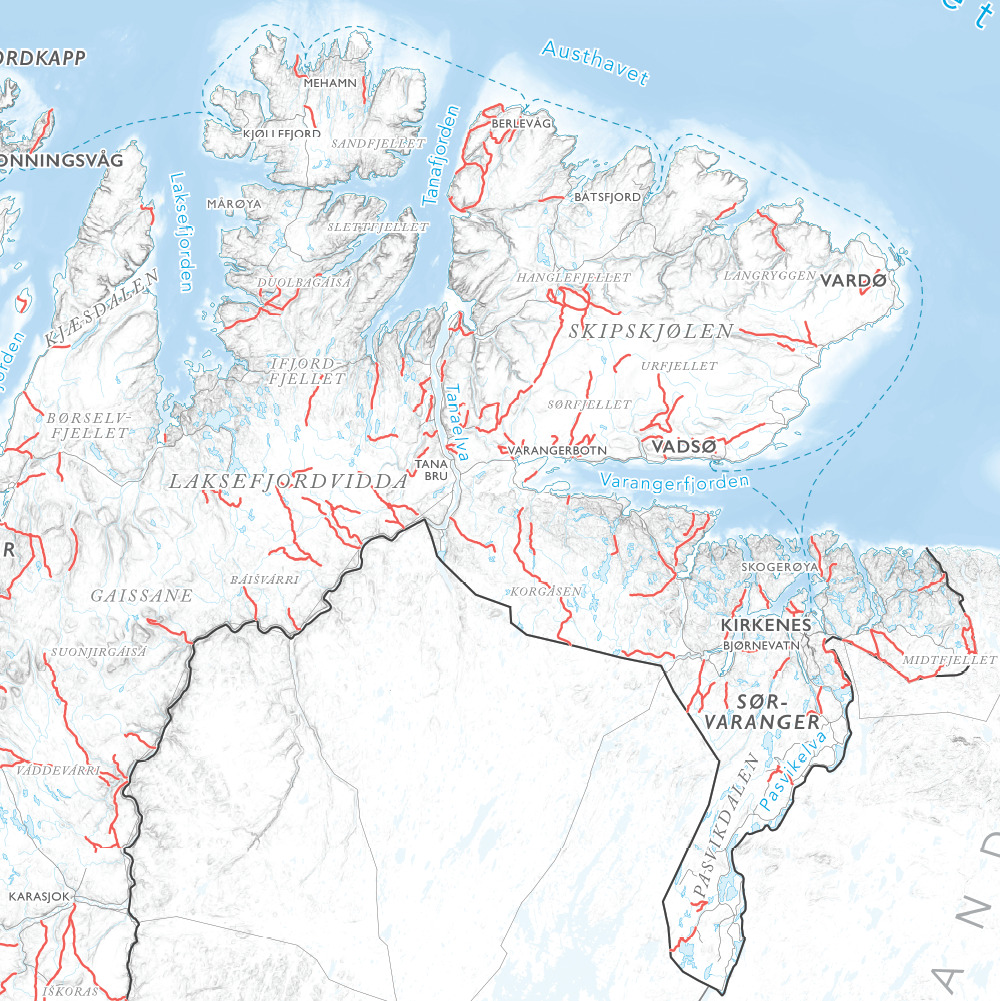 Norgeskart stort med turstier (1,5x1,0m)