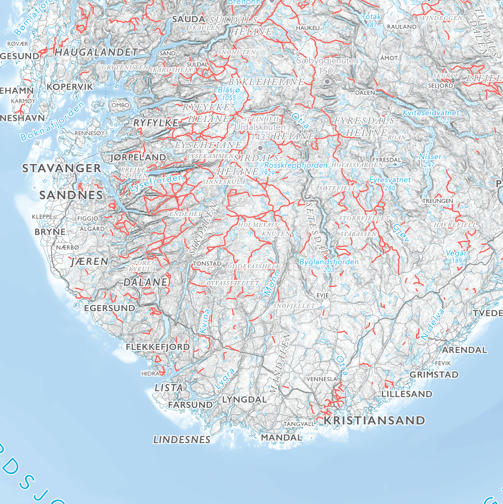 Norgeskart stort med turstier (1,5x1,0m)