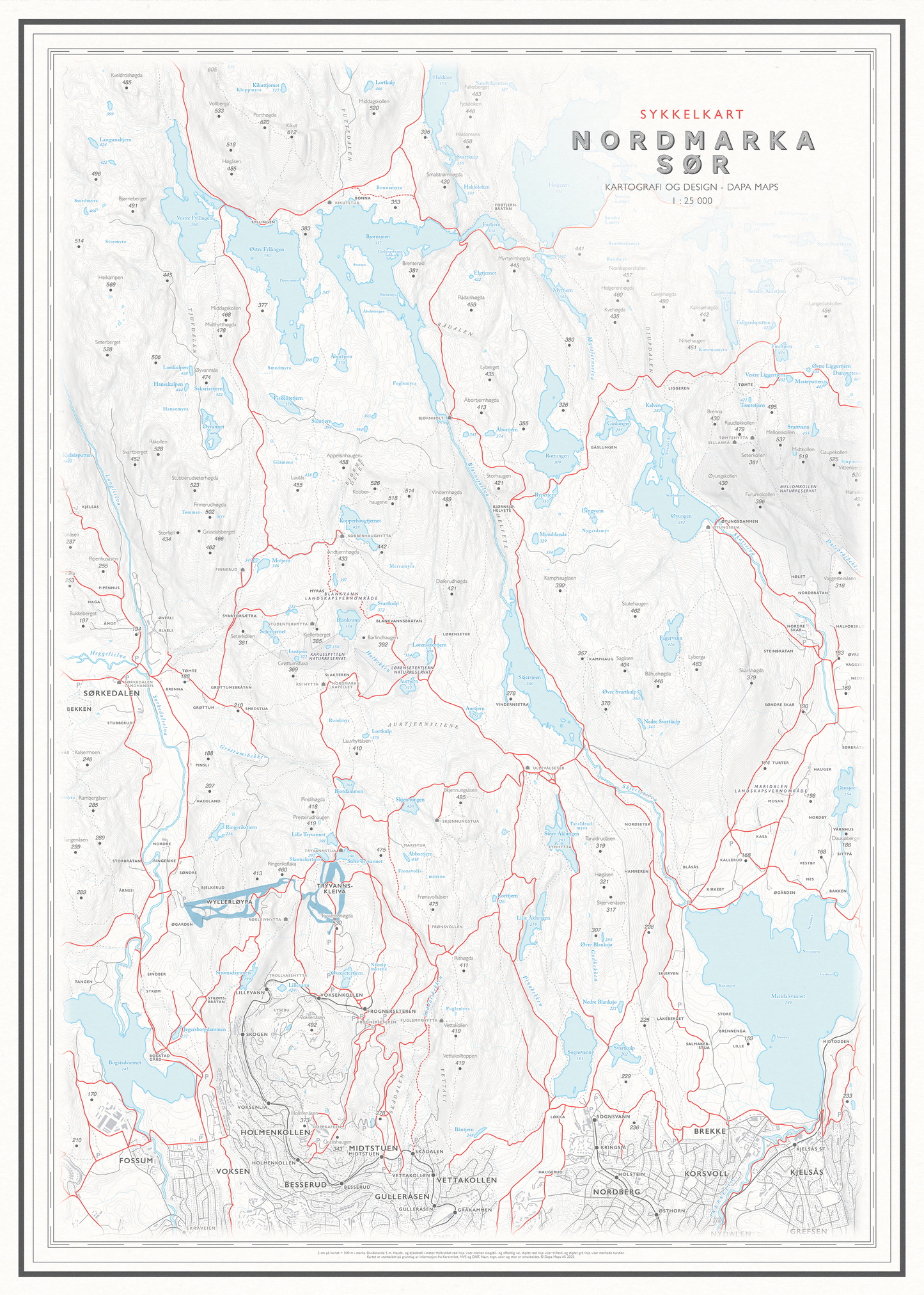 Sykkelkart Oslo Nordmarka Sør