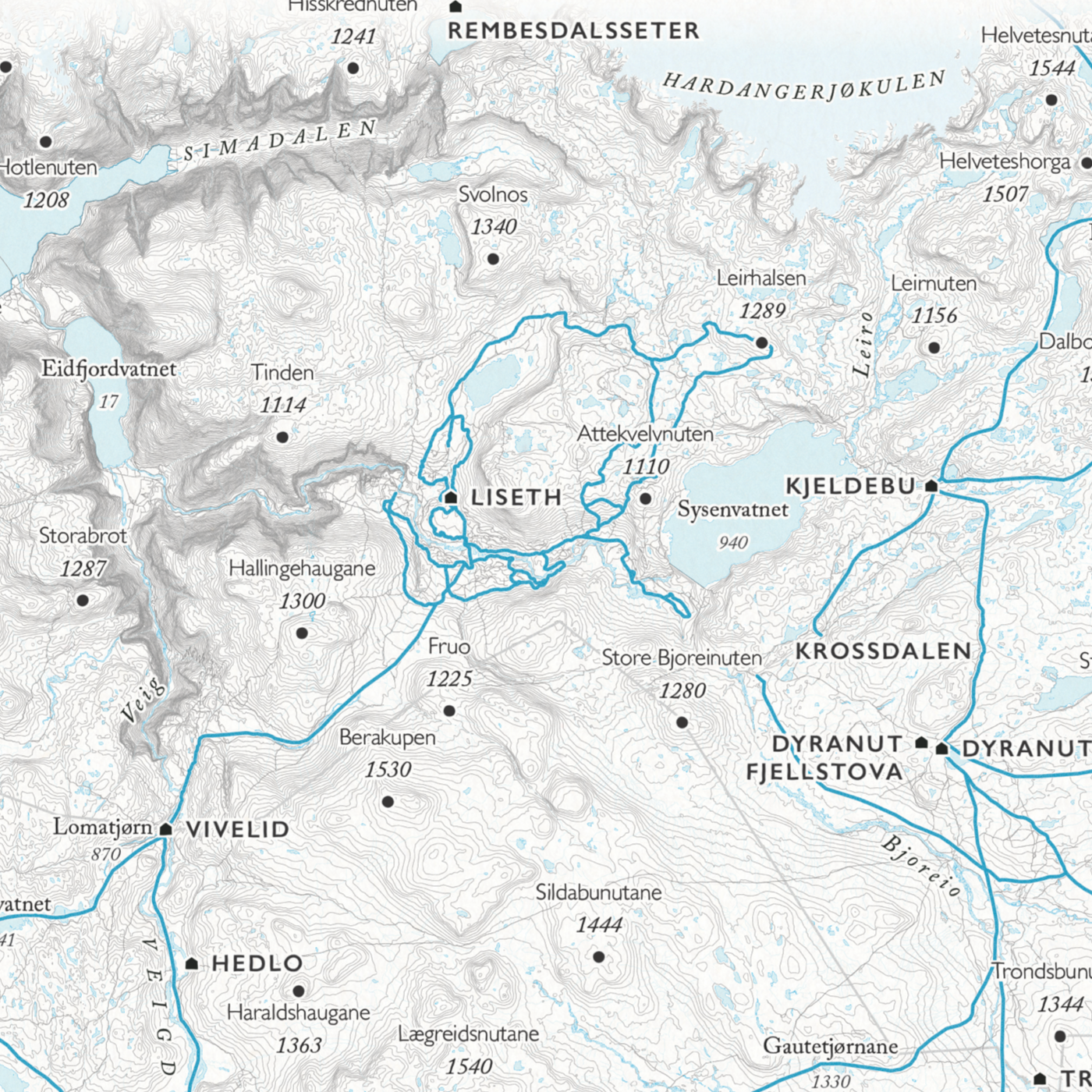 Skikart Hardangervidda