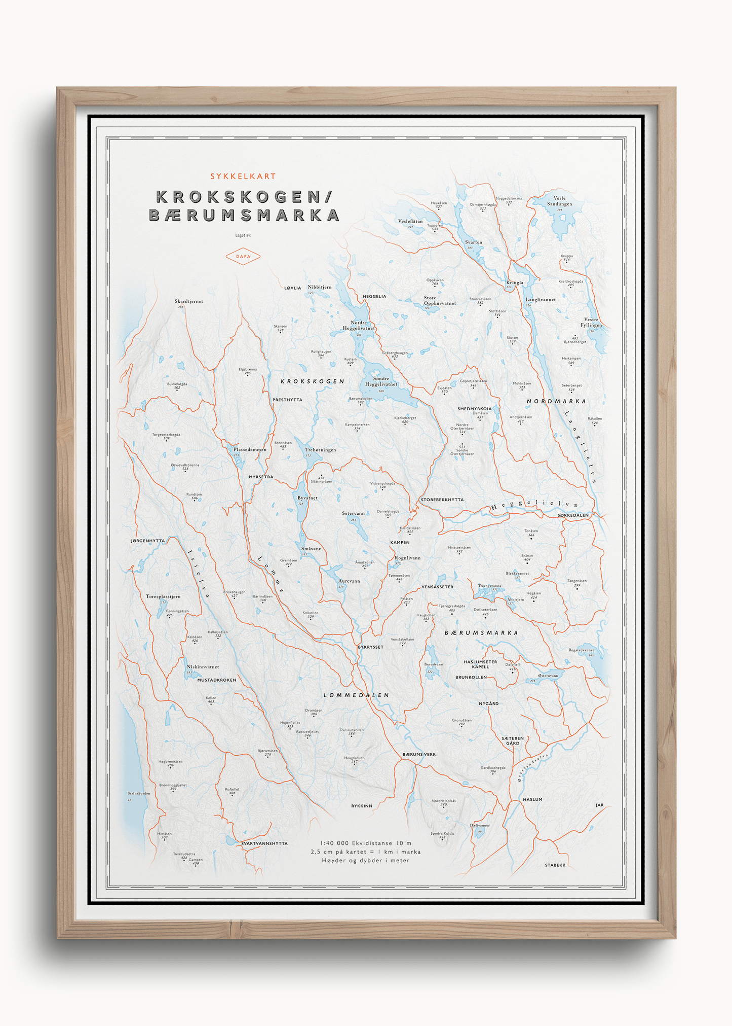 Sykkelkart Krokskogen/Bærumsmarka (50x70 cm) - Dapa Maps