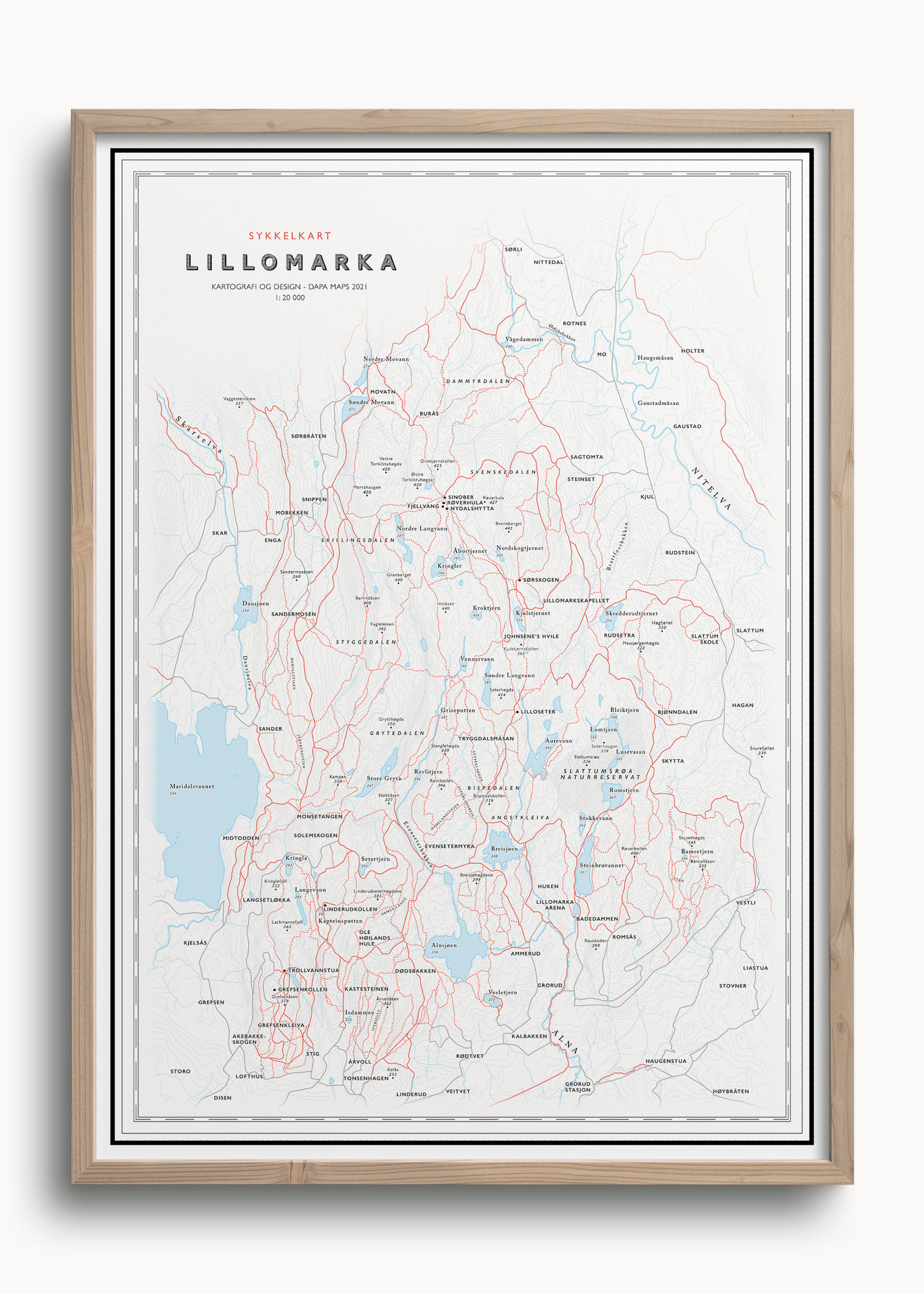 Sykkelkart Lillomarka (50x70 cm) - Dapa Maps