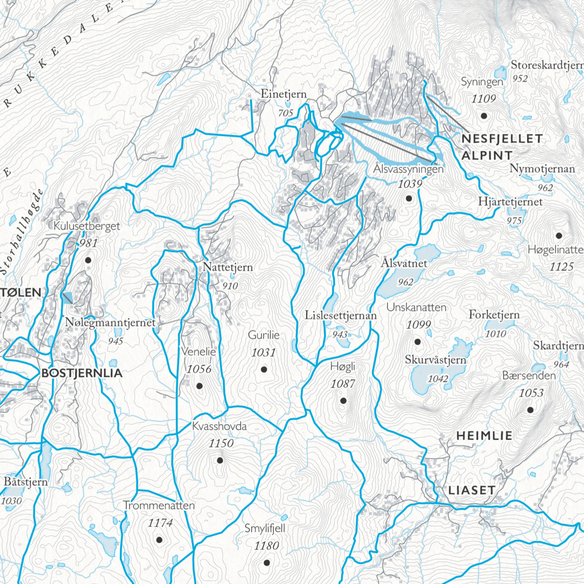 Skikart Nesfjellet