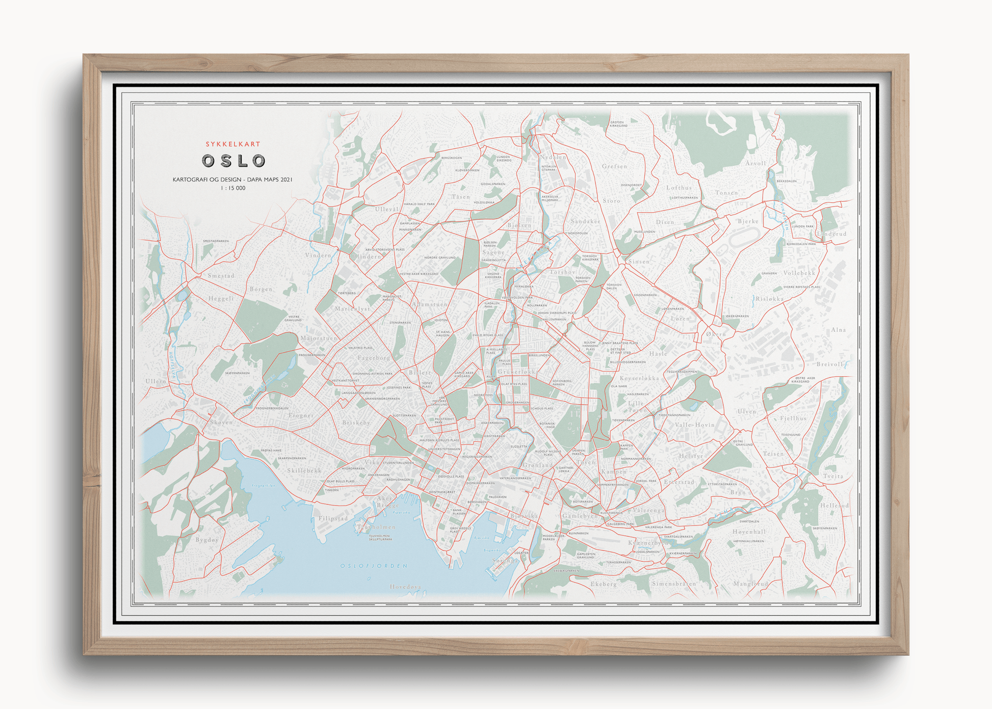 Sykkelkart over Oslo, sykkelruter, sykkelveier, sykkelløyper, sykkelstier