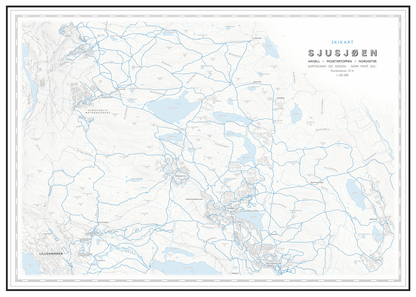 Skikart Sjusjøen (50x70 cm) - Dapa Maps