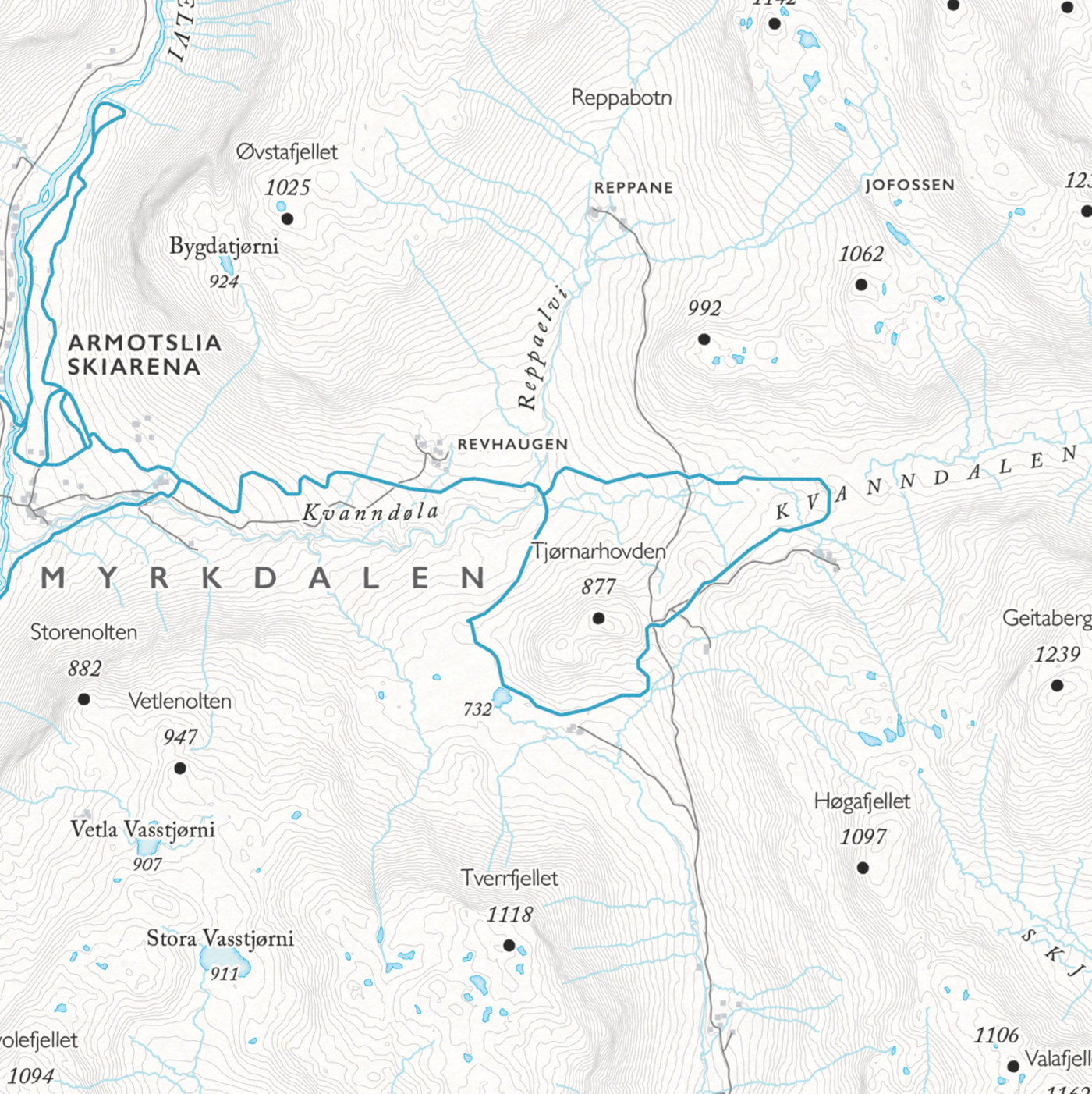 Skikart Myrkdalen