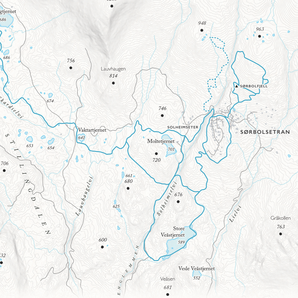 Løypekart Vassfarfjellet