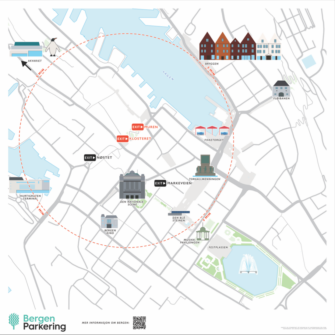 Nytt bykart for Bergen Parkering: slik gjorde vi det enkelt å finne veien ut i byen