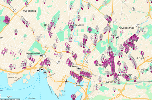 Kart over kirsebærtrer i Oslo