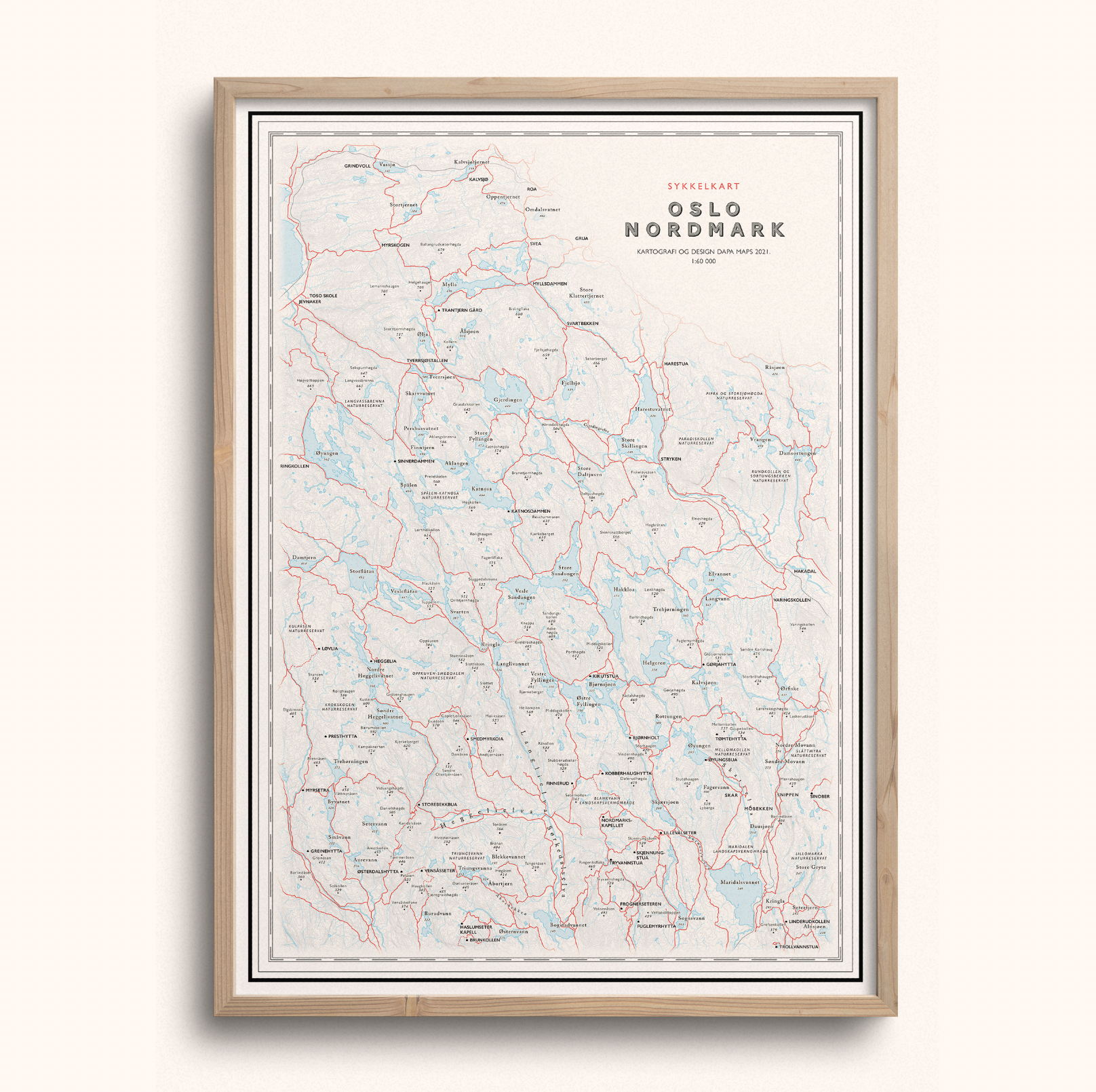 Sykkelkart over Oslo Nordmarka - Bytt inn kostnadsfritt - Dapa Maps