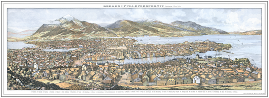 Bergen i fugleperspektiv 1903 (Franz Šedivý) i original størrelse (105x38,5cm)