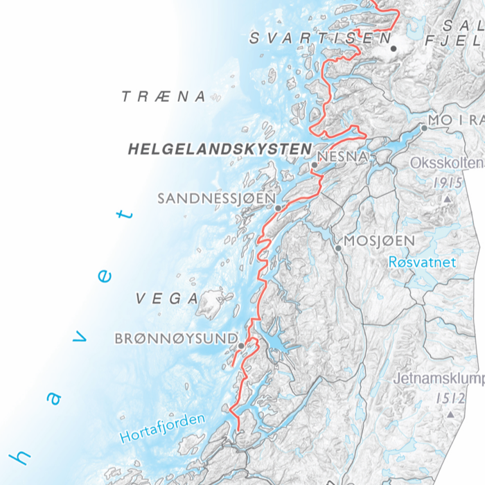 Norgeskart med nasjonale turistveger