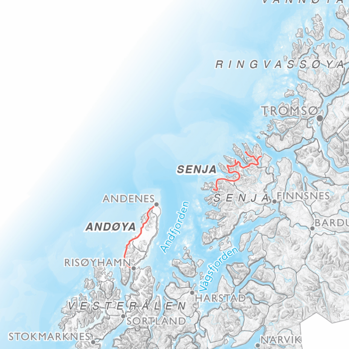 Norgeskart med nasjonale turistveger