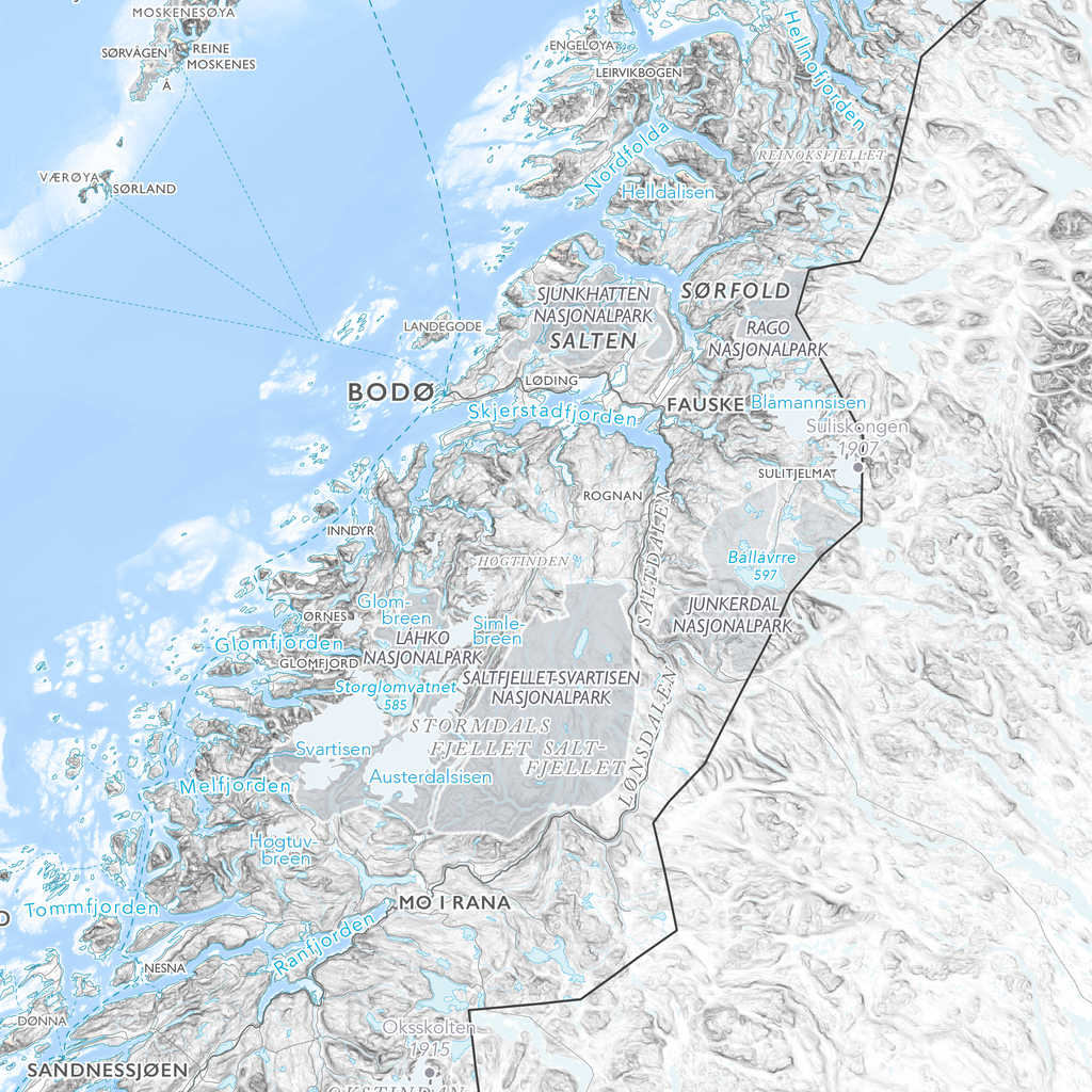 Norgeskart stort med nasjonalparker (1,5x1,0m)