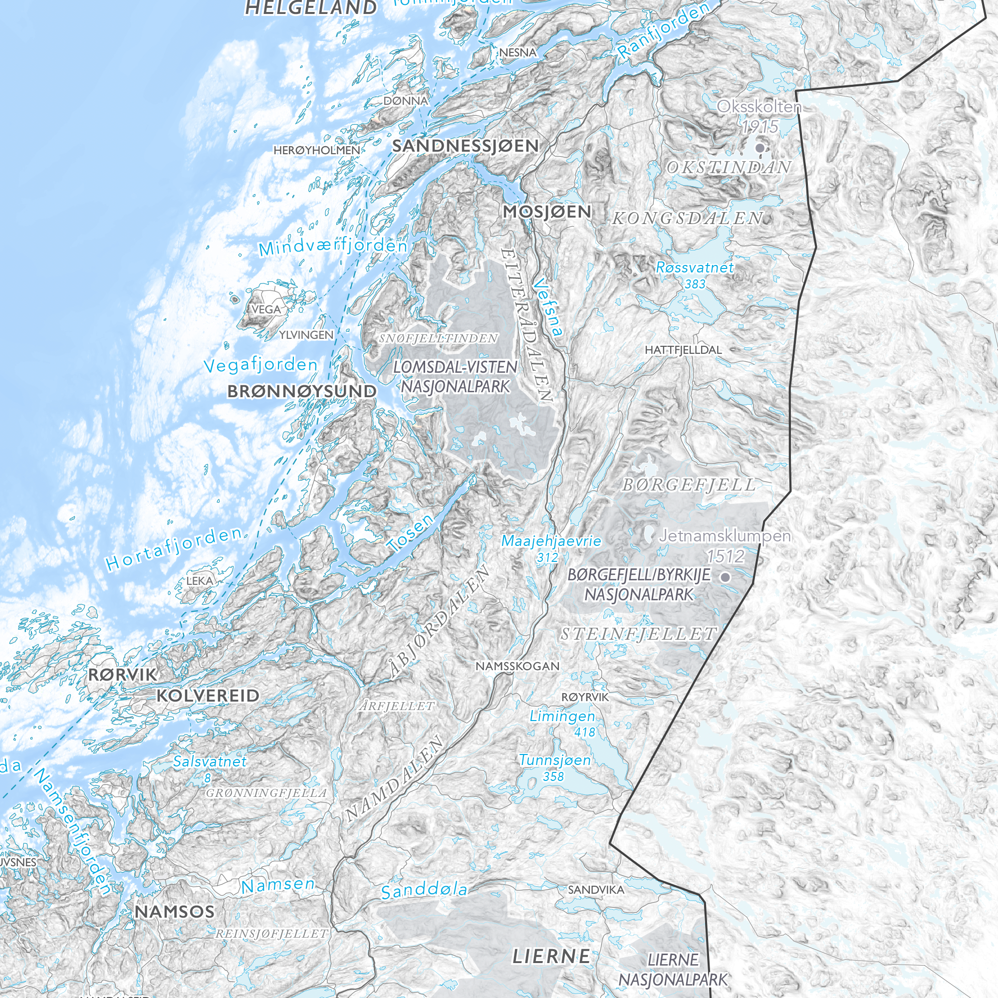 Norgeskart stort med nasjonalparker (1,5x1,0m)