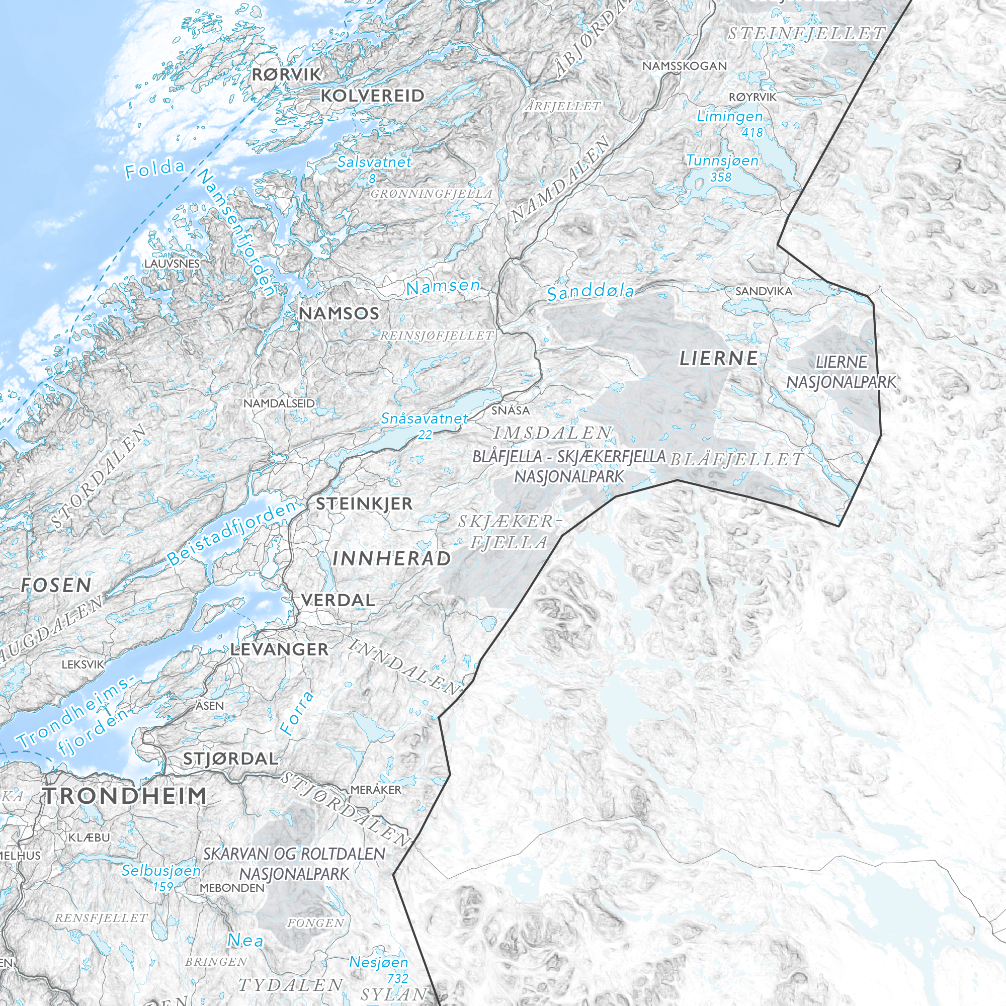 Norgeskart stort med nasjonalparker (1,5x1,0m)