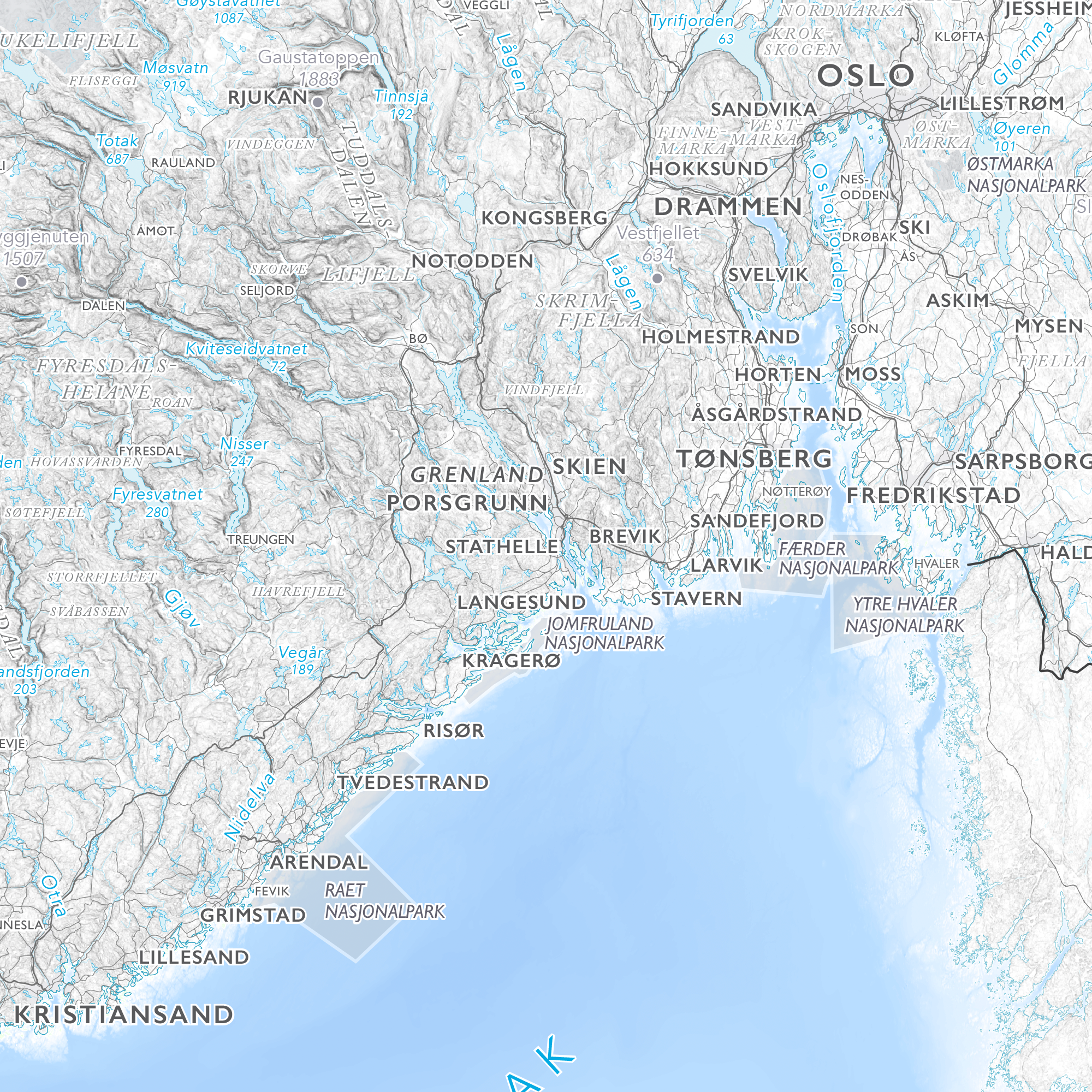 Norgeskart stort med nasjonalparker (1,5x1,0m)