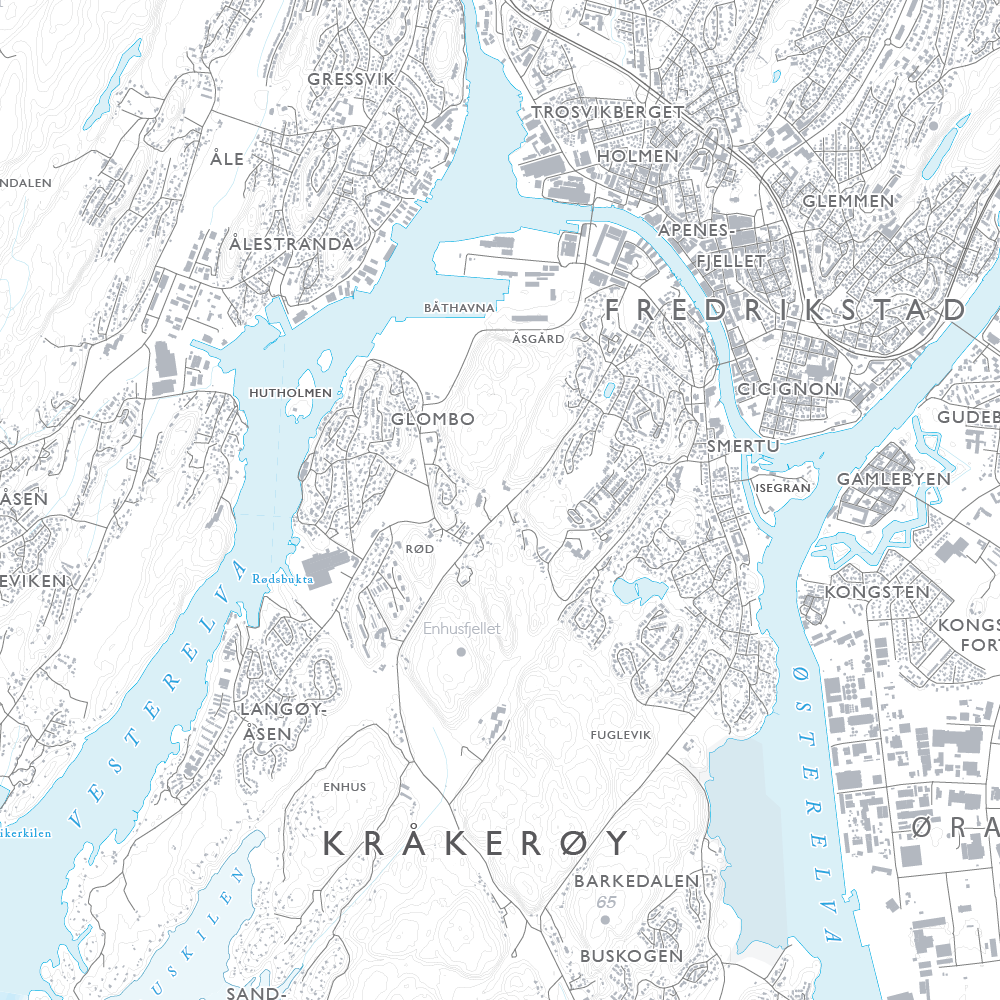 Skjærgårdskart Engelsviken - Fredrikstad - Hvaler - Skjebergkilen - Sponvika (120x120cm)