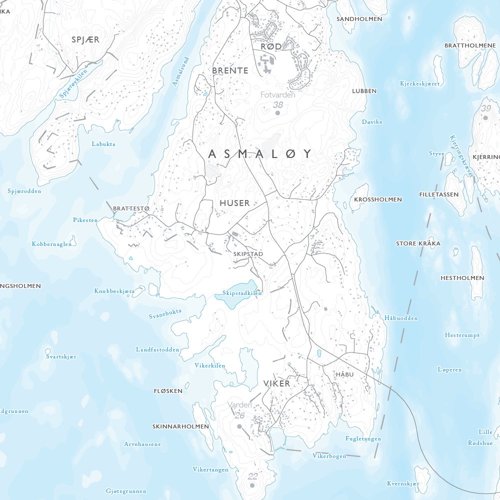 Skjærgårdskart Engelsviken - Fredrikstad - Hvaler - Skjebergkilen - Sponvika (120x120cm)
