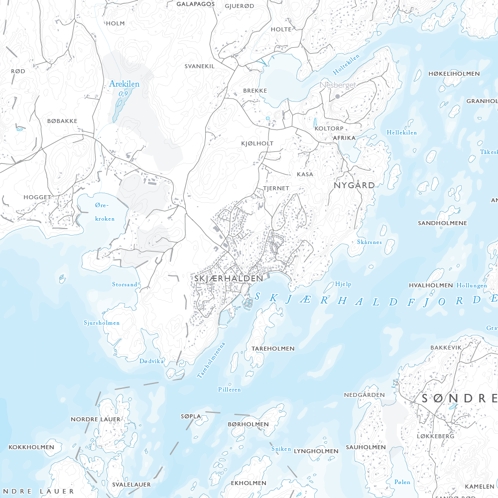 Skjærgårdskart Engelsviken - Fredrikstad - Hvaler - Skjebergkilen - Sponvika (120x120cm)