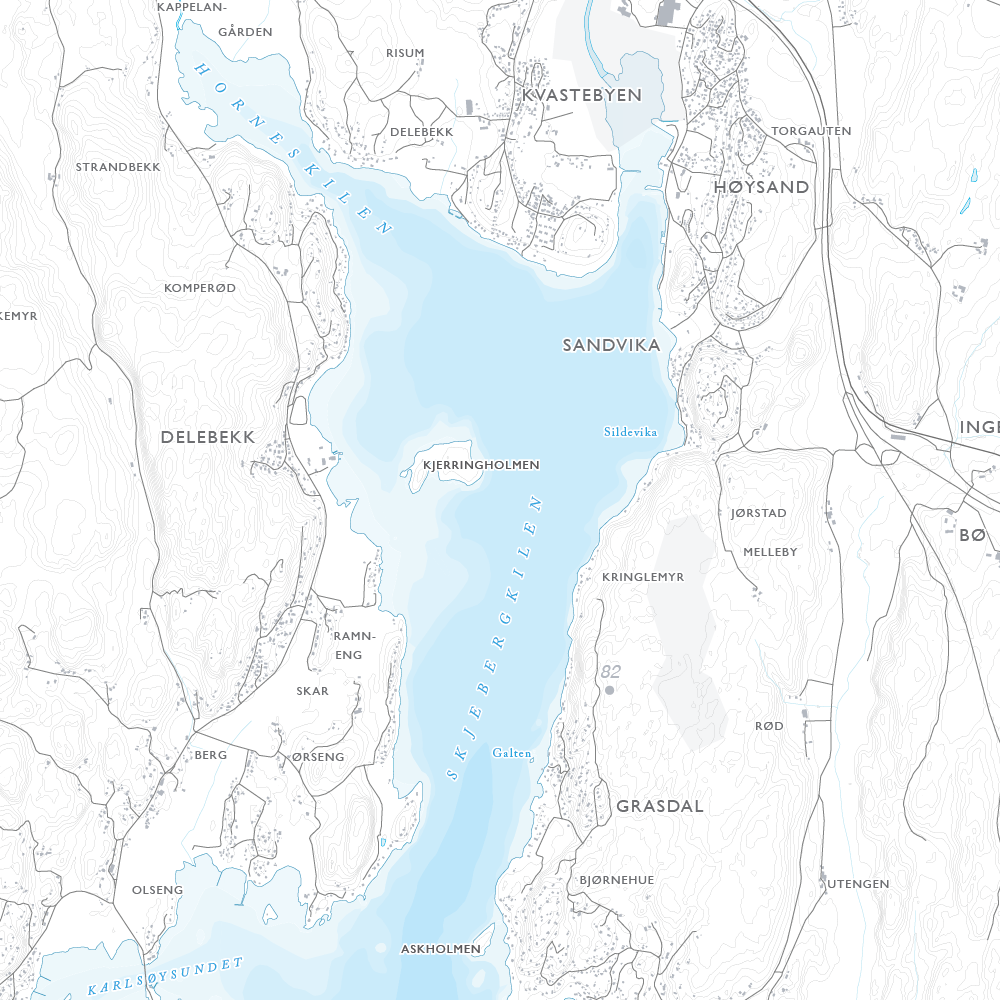 Skjærgårdskart Engelsviken - Fredrikstad - Hvaler - Skjebergkilen - Sponvika (120x120cm)