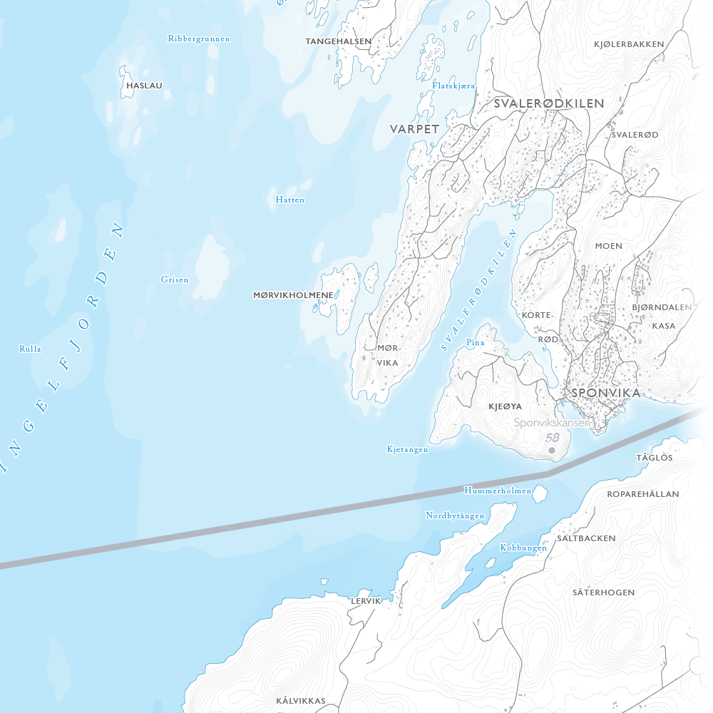 Skjærgårdskart Engelsviken - Fredrikstad - Hvaler - Skjebergkilen - Sponvika (120x120cm)