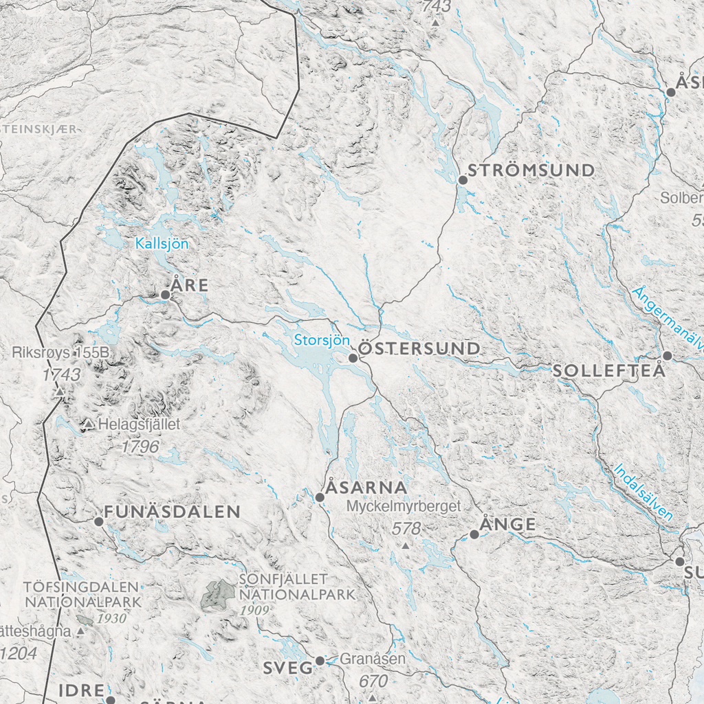 Kart over Sverige med nasjonalparker