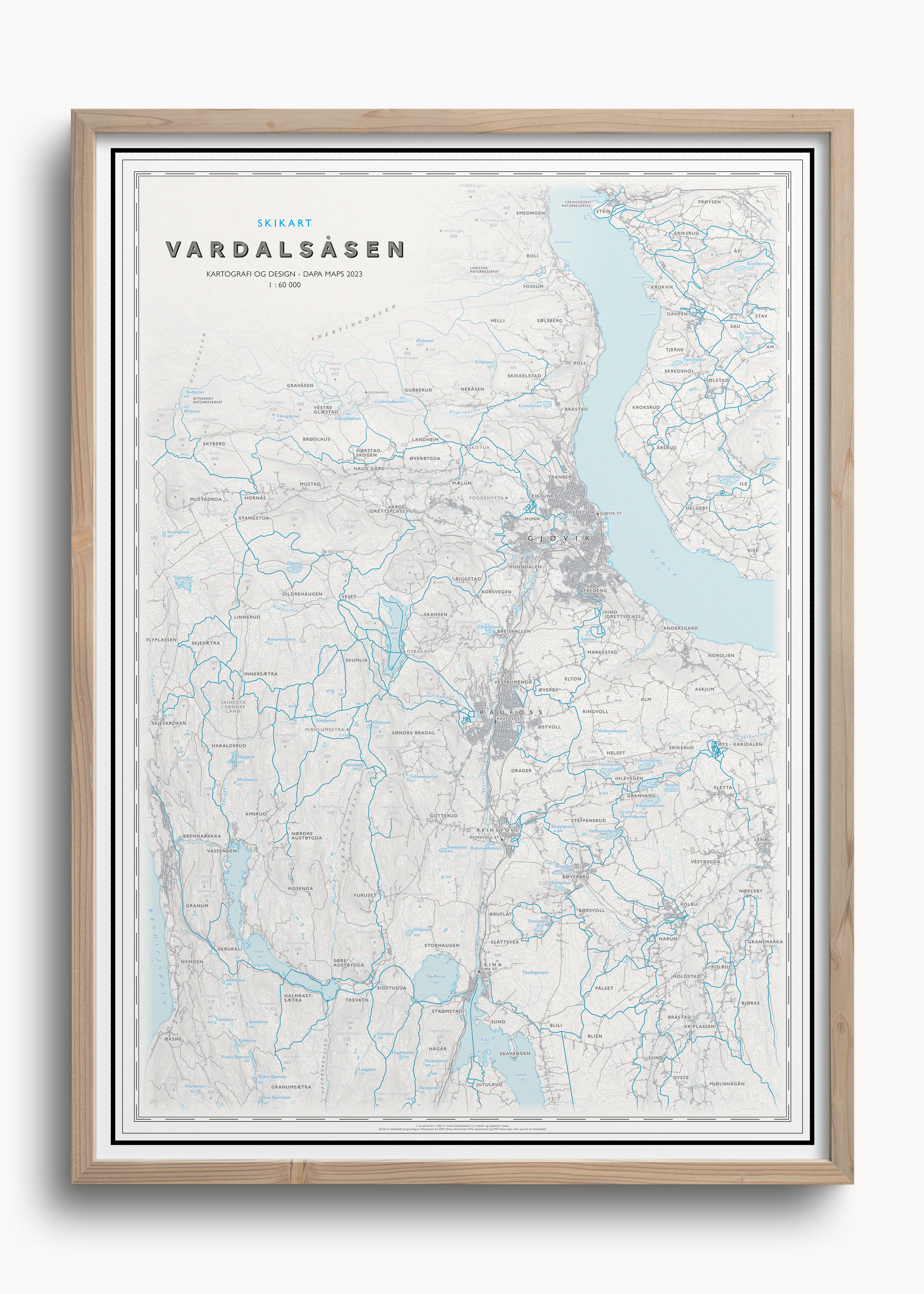 Skikart Gjøvikmarka og Vardalsåsen
