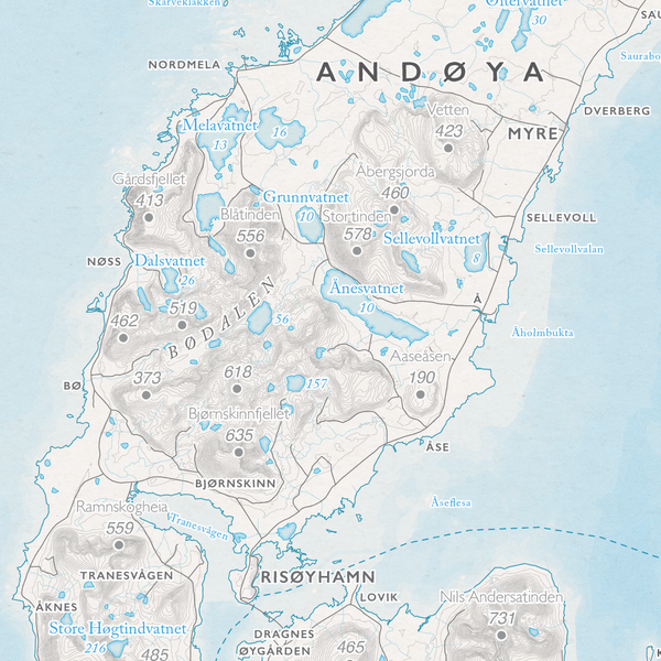 Kystkart Vesterålen – Veggkart | Dapa Maps