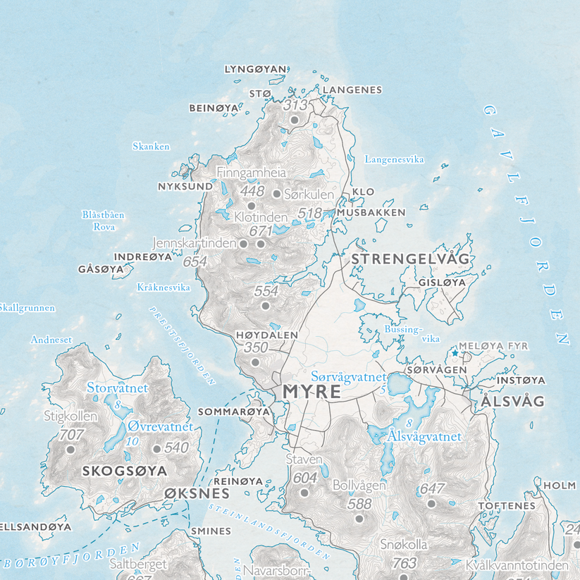 Kystkart Vesterålen – Veggkart | Dapa Maps