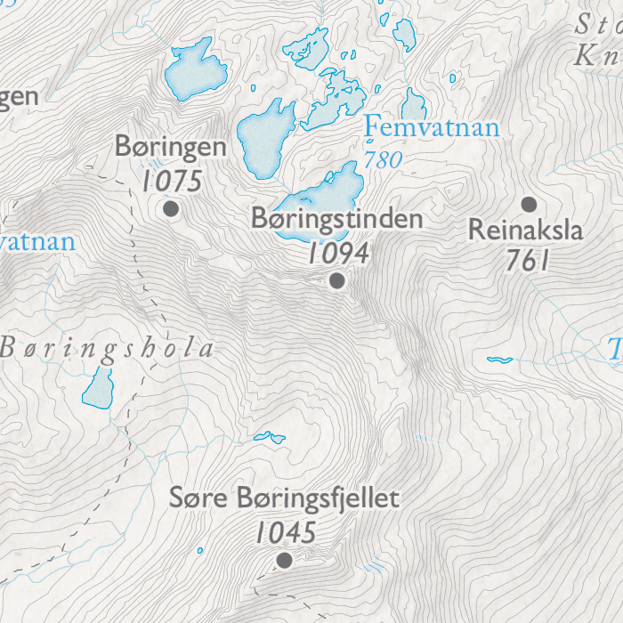 Skikart Midt-Troms - Børingstinden, Børingen, Søre Børingsfjellet, Femvatnan, Reinaksla, Børingshola