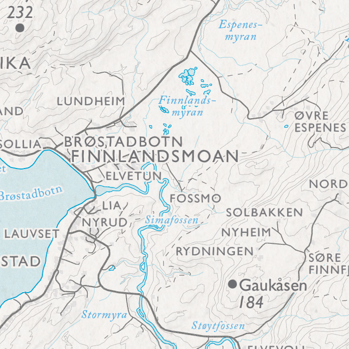 Skikart Midt-Troms - Brøstadbotn, Finnlandsmoan, Gaukåsen, Simafossen, Fossmo, Elvetun