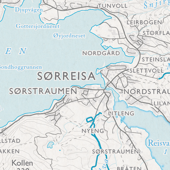 Skikart Midt-Troms - Sørreisa, Sørstraumen, Nordgård, Litleng, Tunvoll, Leirbogen