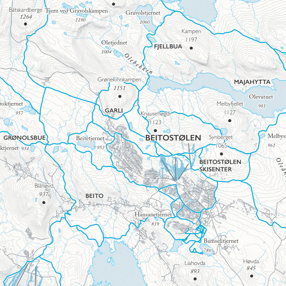 Løypekart sentrale Beitostølen