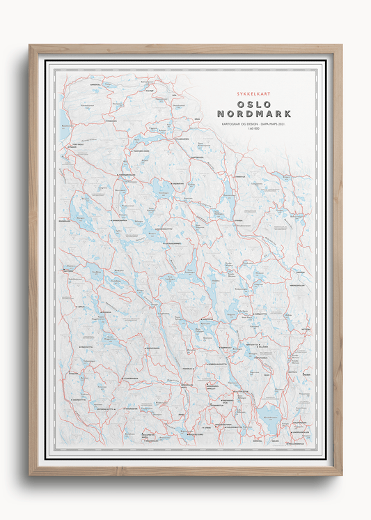 Sykkelkart Oslo Nordmark (50x70 cm) - Dapa Maps