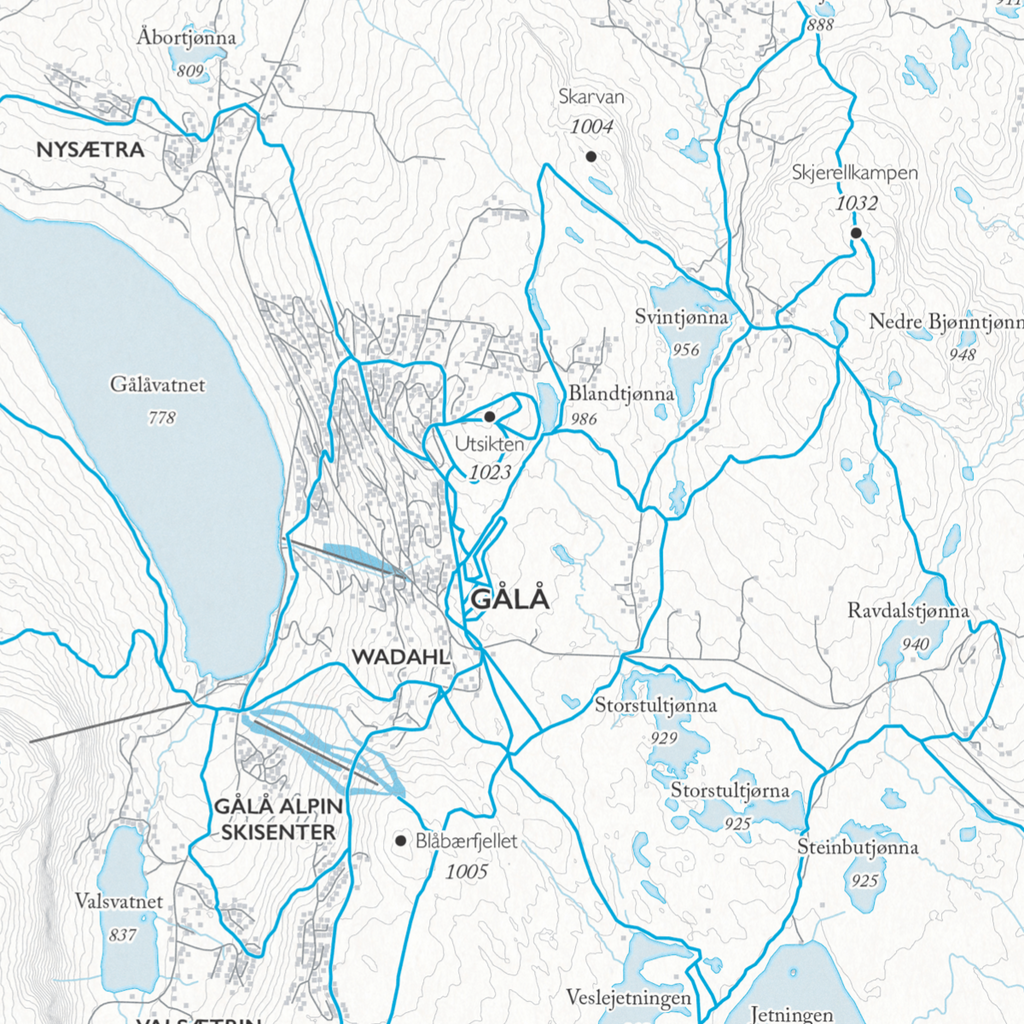 Skikart over Gålå og Nysætra