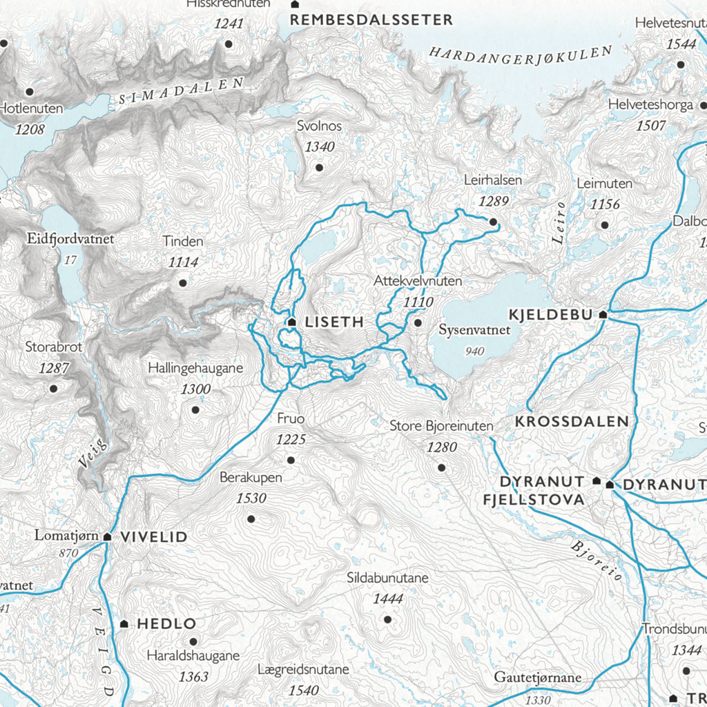 Skikart Hardangervidda