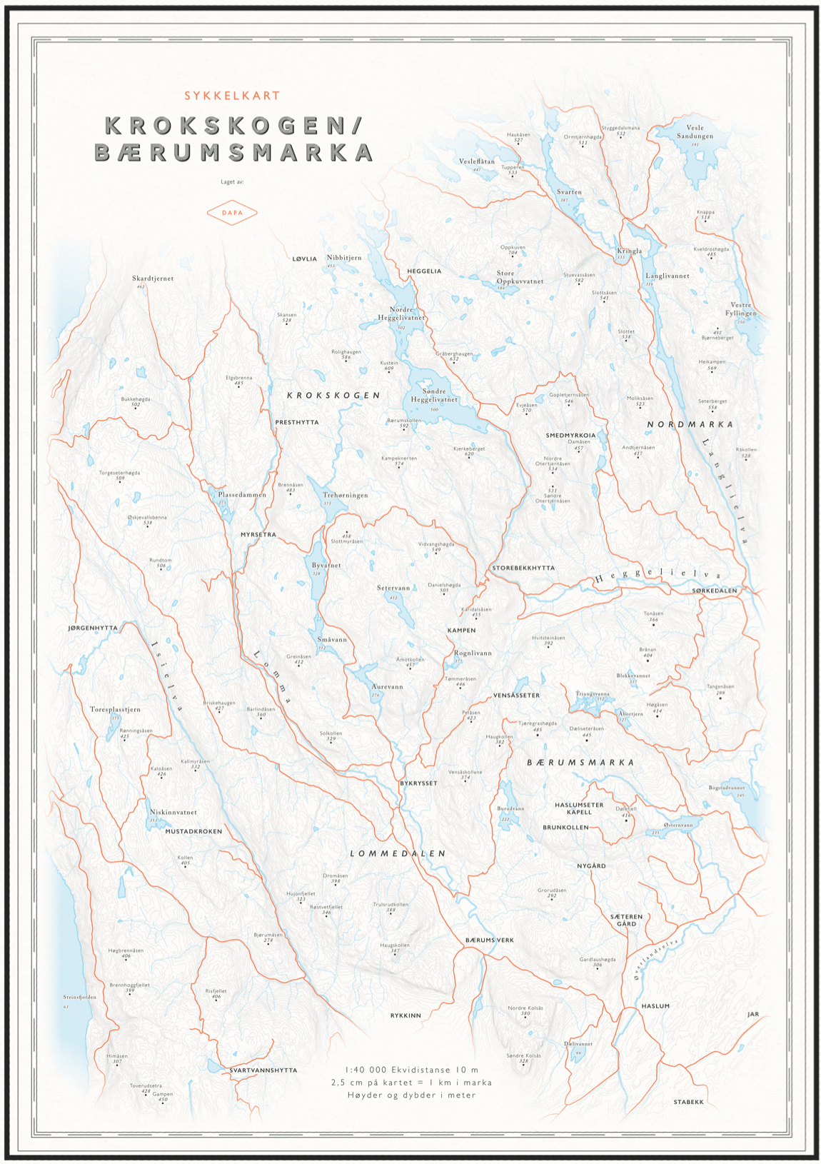 Sykkelkart Krokskogen/Bærumsmarka (50x70 cm) - Dapa Maps