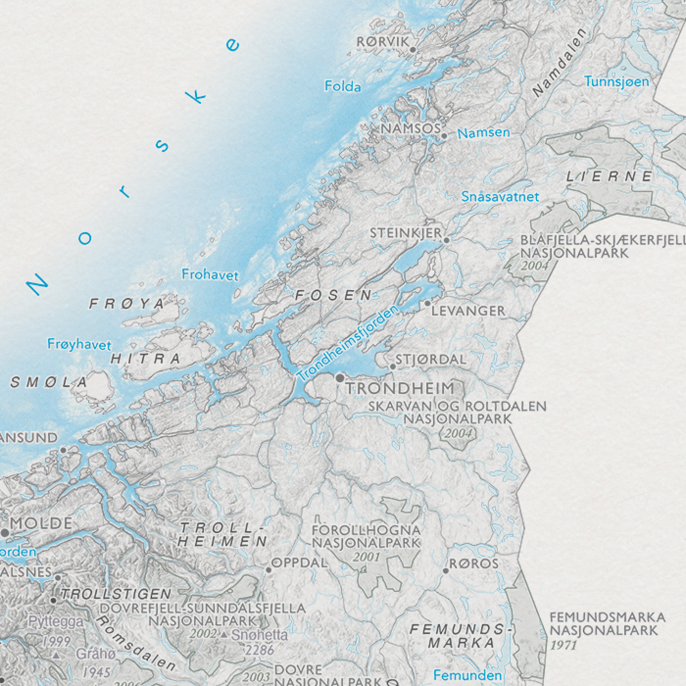 Norgeskart med nasjonalparker
