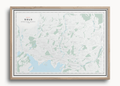 Kart over Oslo som viser Grefsen, Oslofjorden, Ekeberg, Bygdøy og Bjørvika.