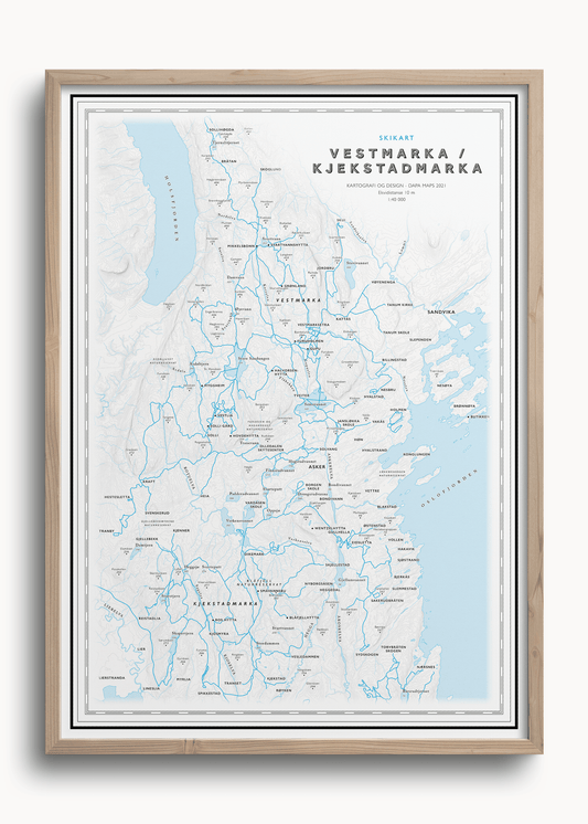 Skikart Vestmarka og Kjekstadmarka  (50x70 cm) - Dapa Maps