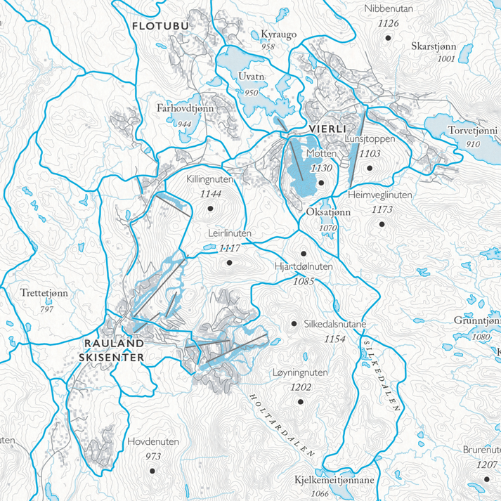 skikart-rauland-veggkart-dapa-maps