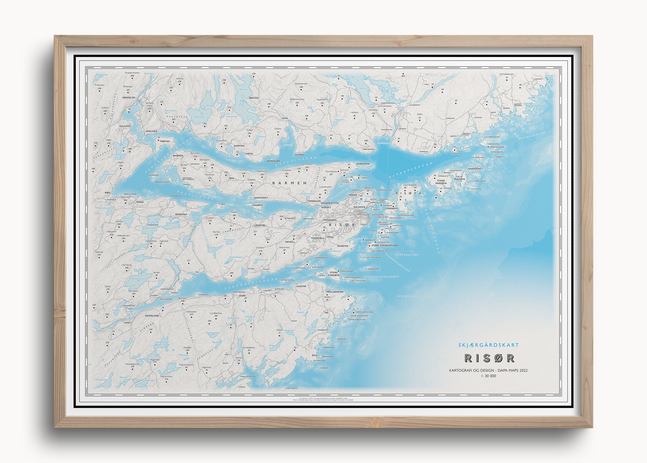 Skjærgårdskart Risør – Veggkart | Dapa Maps