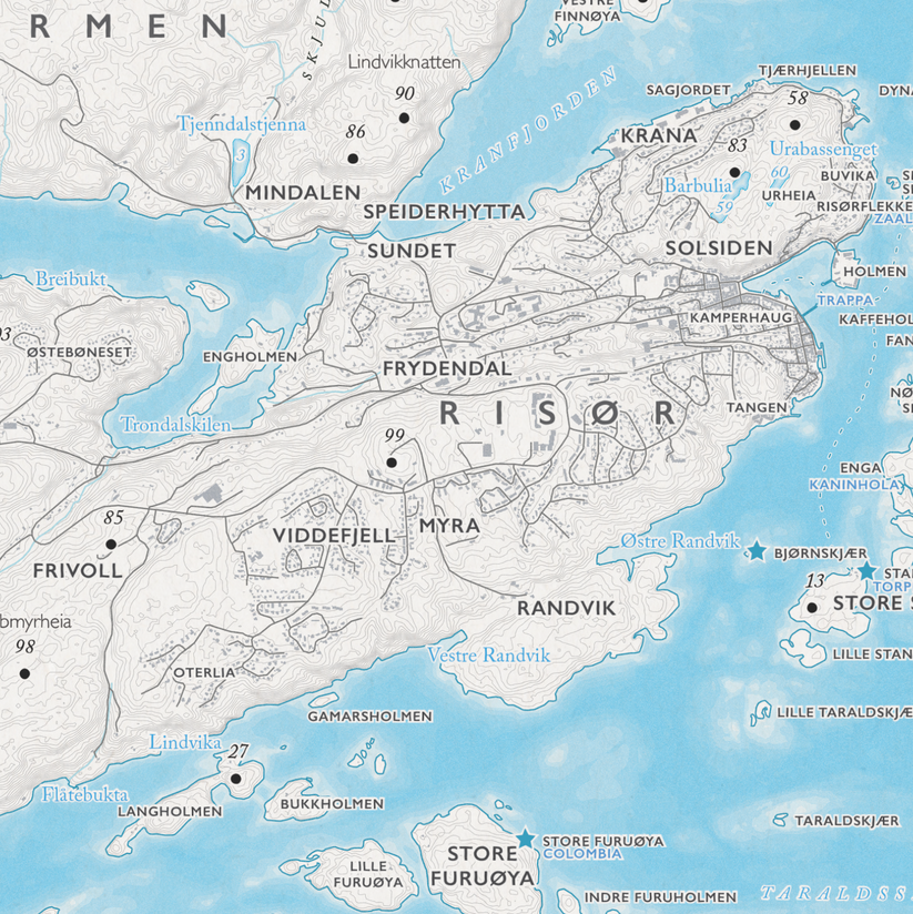 Skjærgårdskart Risør – Veggkart | Dapa Maps