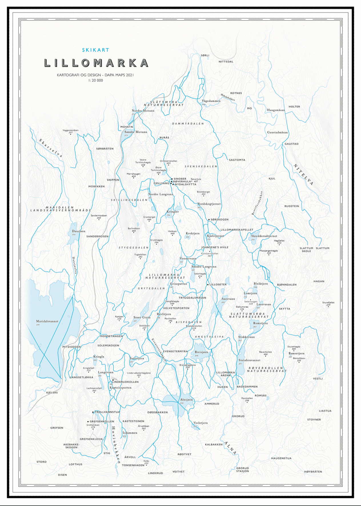 Skikart Lillomarka (50x70 cm) - Dapa Maps