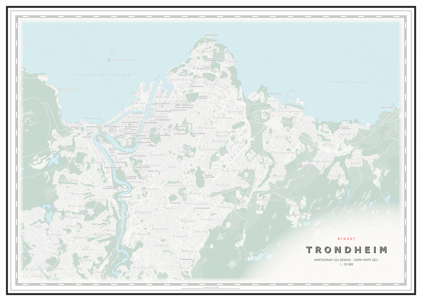 Flott bydelskart over Trondheim